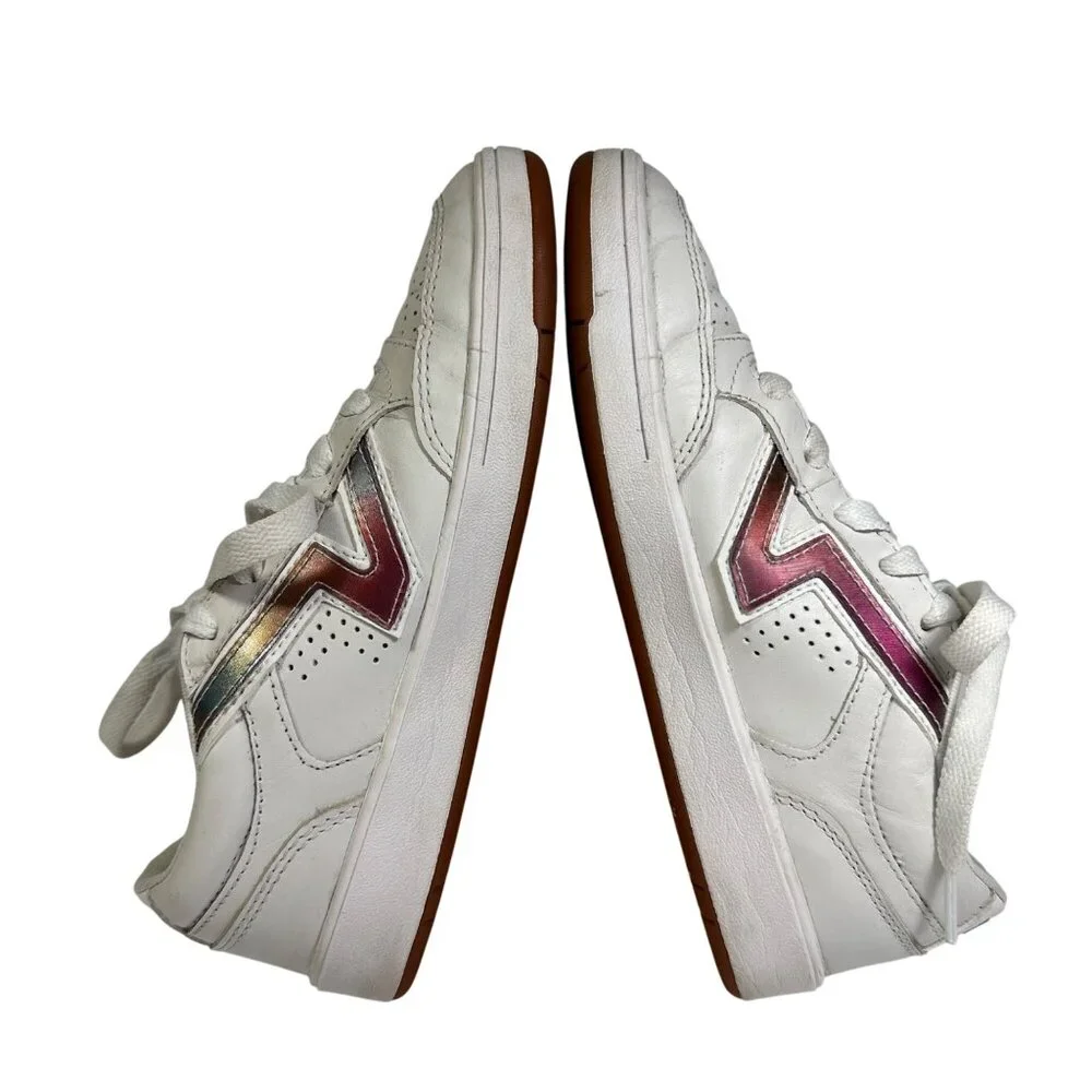 Vans Womens 6.5 Mens 5 White Leather Sneakers With Multicolor Accents Lace-Up - Picture 8 of 14